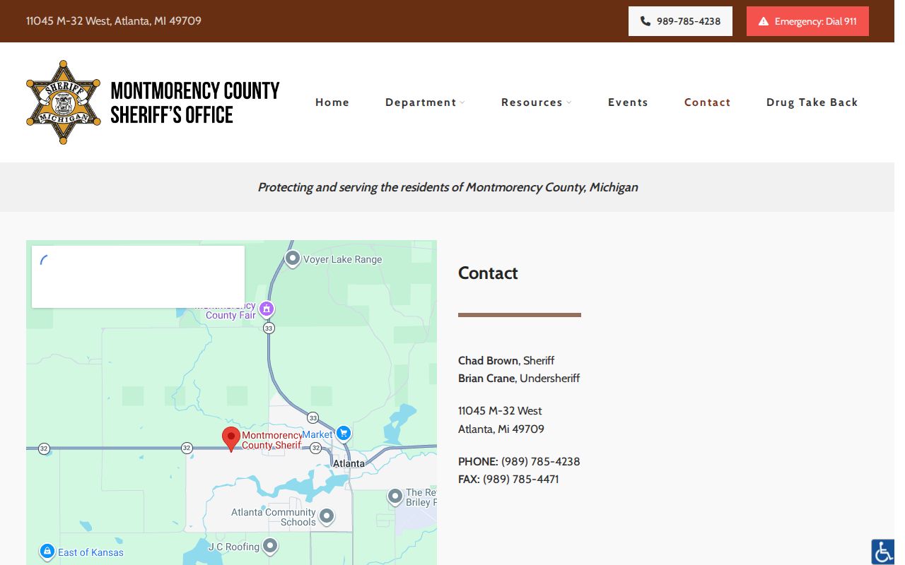 Montmorency County 24 hour release contact route
