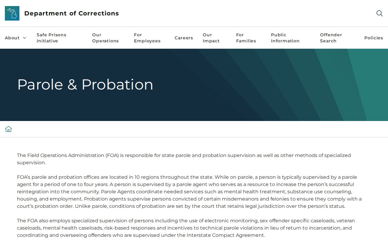 Montmorency County parole and probation MDOC office lookup