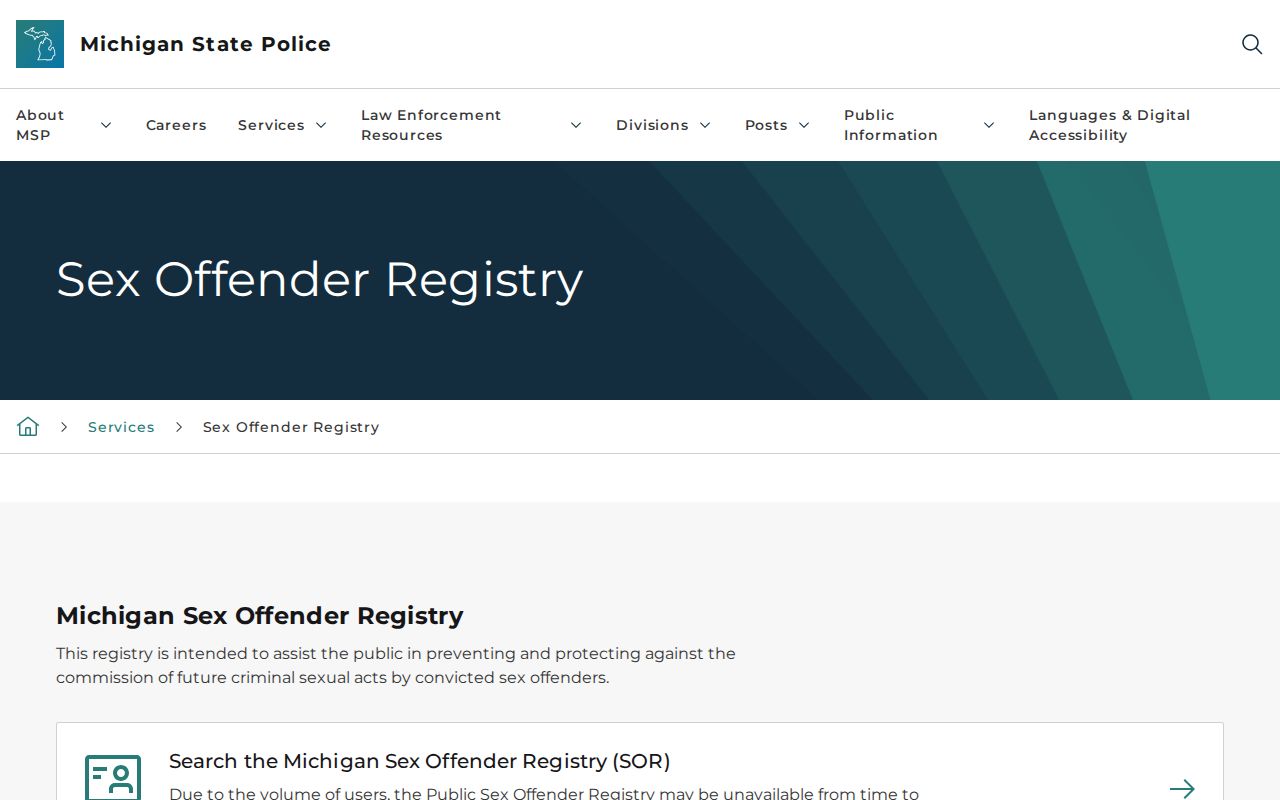 Michigan registry limits for Montmorency County release mugshots