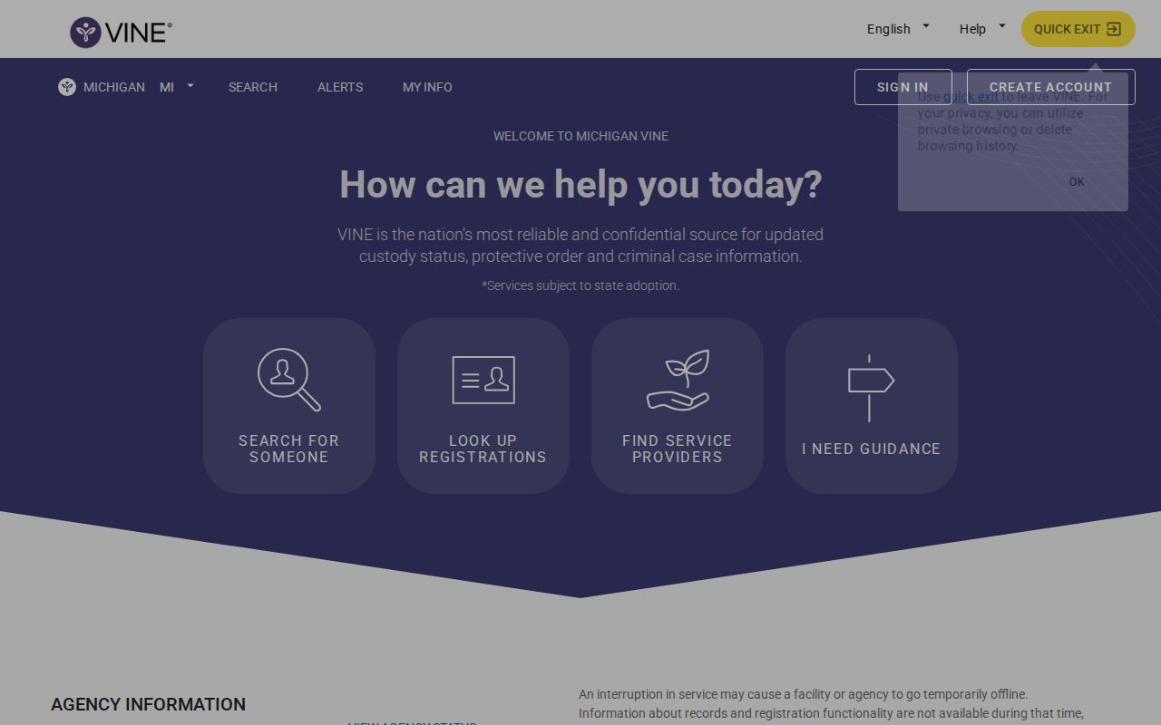 Montmorency County VINELink released inmate result and notification flow