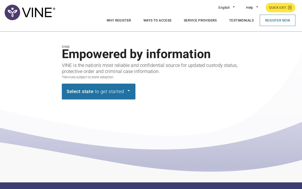 Montmorency County VINELink inmate search state selection screen